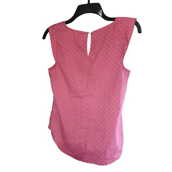 Candies Women Top Small Pink White Polka Dot Sleeveless Tank Keyhole - Picture 2 of 3